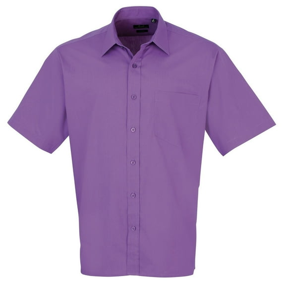 Premier Mens Short Sleeve Formal Poplin Plain Work Shirt