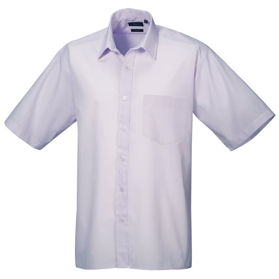 Premier Mens Short Sleeve Formal Poplin Plain Work Shirt