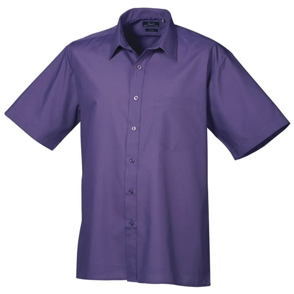Premier Mens Short Sleeve Formal Poplin Plain Work Shirt