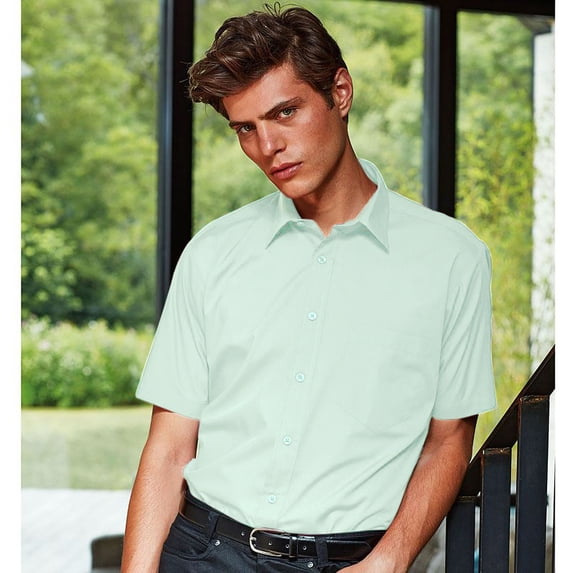 Premier Mens Short Sleeve Formal Poplin Plain Work Shirt