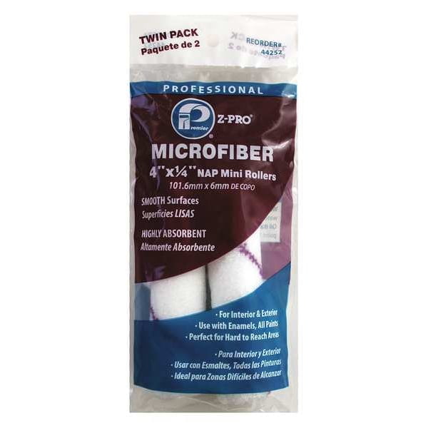 Premier 4" Paint Roller Cover, 1/4" Nap, Microfiber, 2 PK 44252