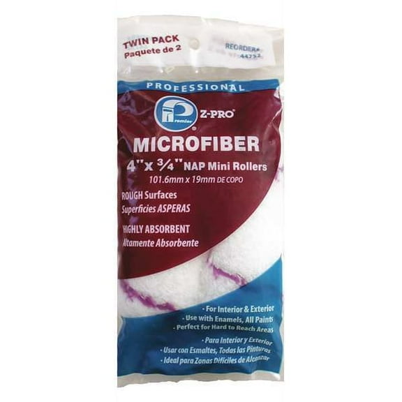 4 X 3/4 Micro Fiber Mini Roller - Twin Pack