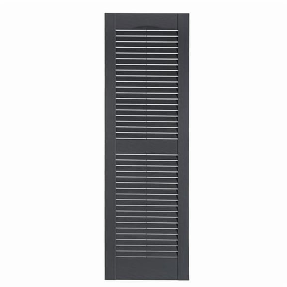Premier One-Piece #007 Dark Gray Louver Decorative Exterior Shutters, 15" x 47", 1-Pair