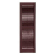 PERFECT SHUTTERS, INC. Premier One-Piece #260 Burgundy Louver Decorative Exterior Shutters, 15" x 59", 1-Pair