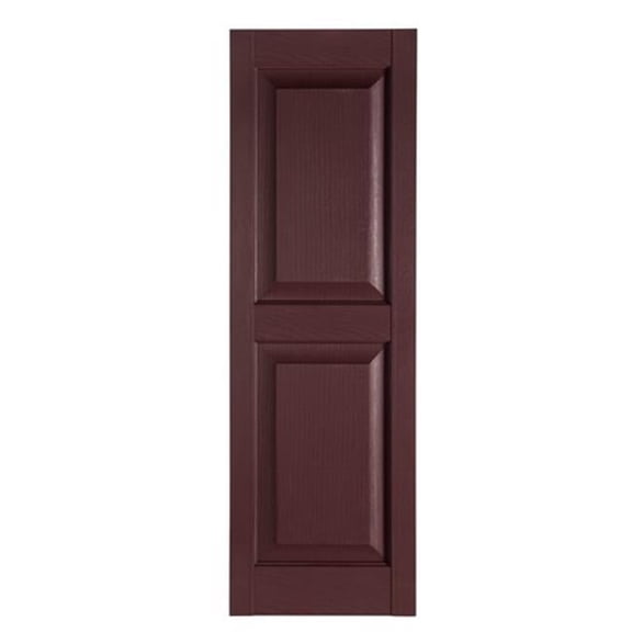 Premier One-Piece #260 Burgundy Raised Panel Decorative Exterior Shutters, 15" x 35", 1-Pair