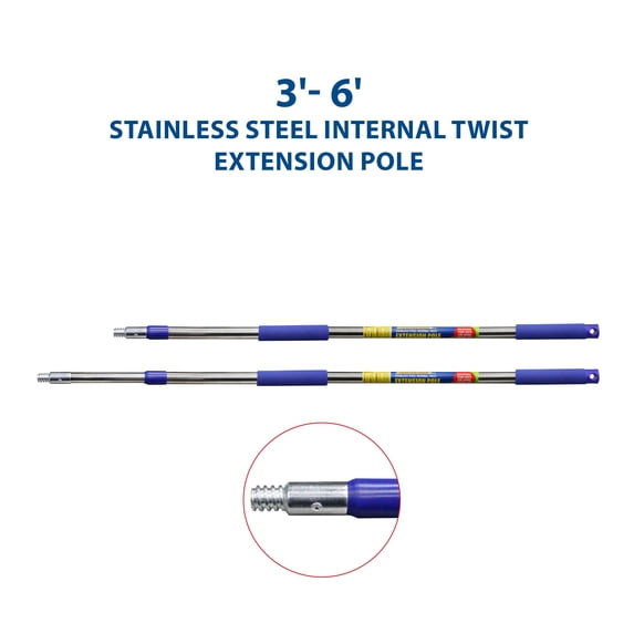 Premier Paint Roller 3' - 6' Soft Foam Stainless Steel Extension Pole
