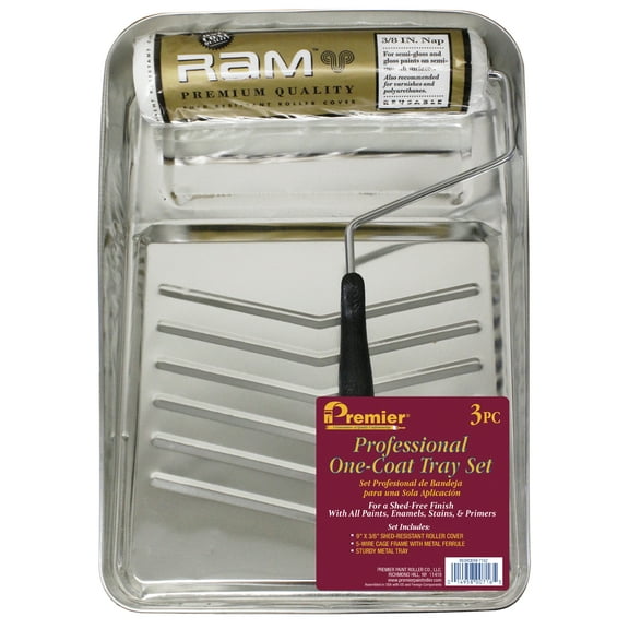Premier Paint Roller 3-Piece Paint Kit with Metal Tray