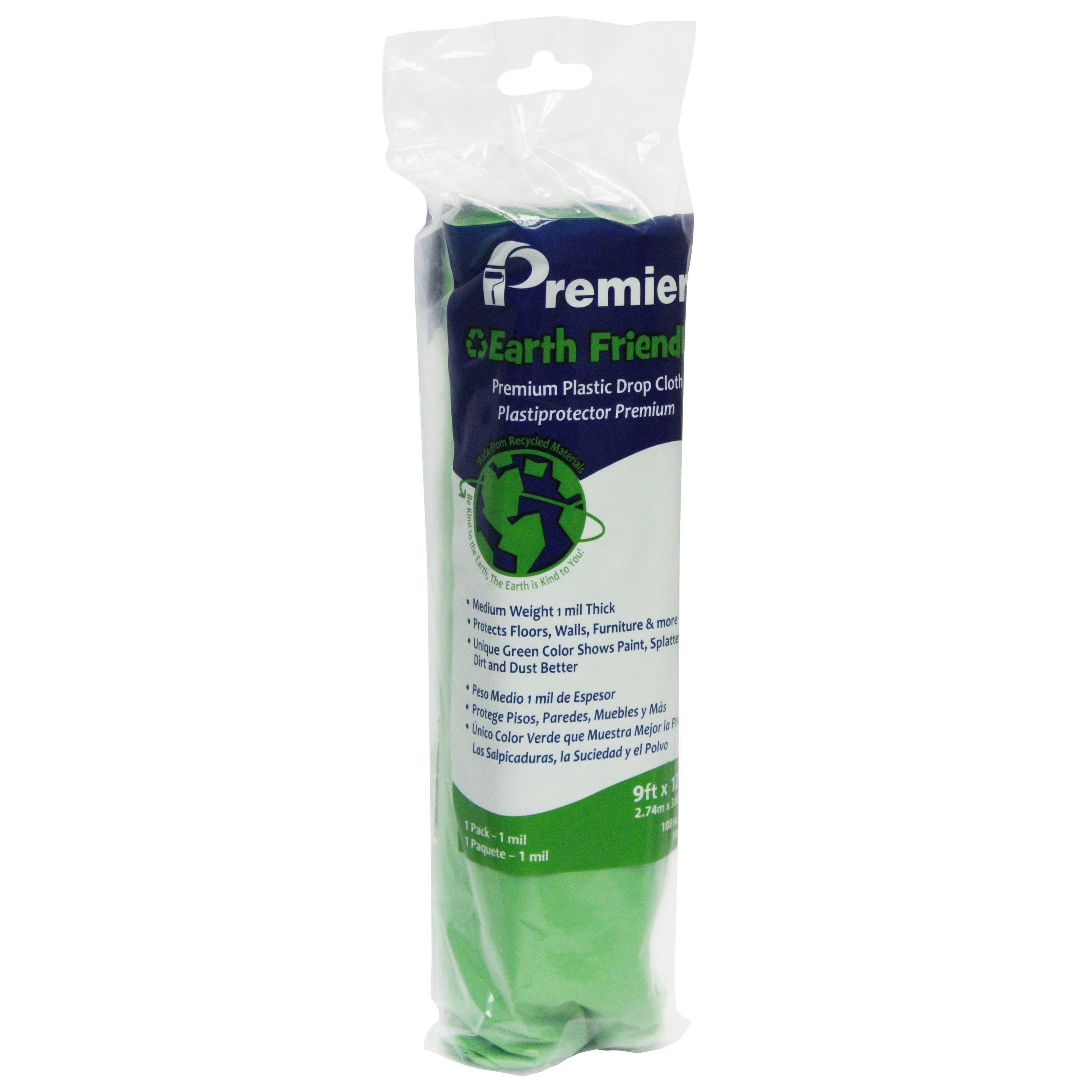 Premier Paint Roller 9'X12' Earth Friendly Green Plastic Drop Cloth