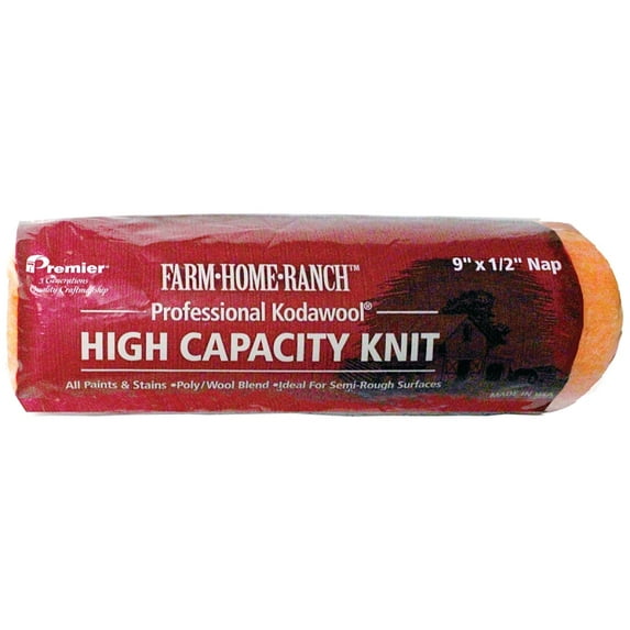 Premier FHR00152 Paint Roller Cover, 1/2 in Thick Nap, 9 in L, Polyester Cover