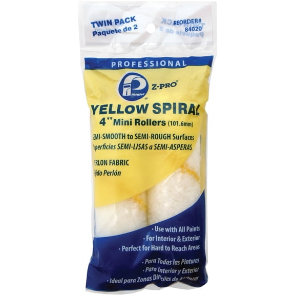 Premier Paint Roller LLC Premier Z-Pro Yellow Spiral Perlon Woven Mini Roller Cover - Single Pack