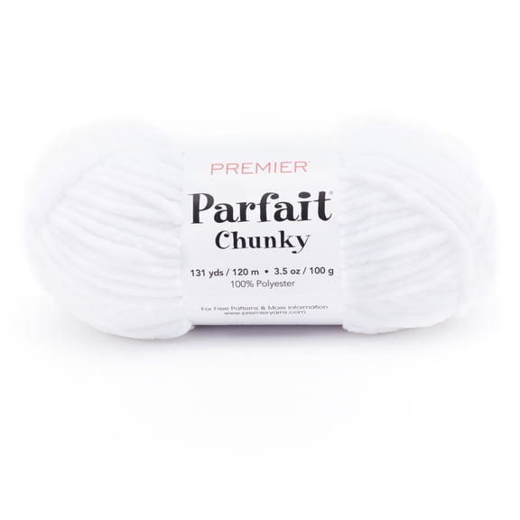 Premier Yarns Parfait® #6 Super Chunky Chenille Yarn, White, 3.5oz 131yds