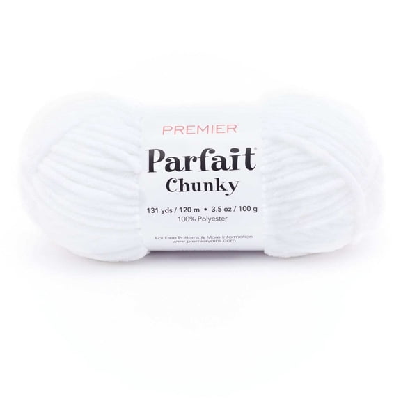 Premier Yarns Parfait® #6 Super Chunky Chenille Yarn, White, 3.5oz 131yds