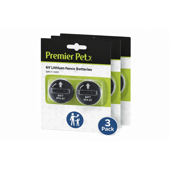 Premier Pet 6V Lithium Batteries Pack of 6 - Convenient Replacement Power Source - Broad Compatibility Pack for Wireless Fence Collars  & In-Ground Fence™