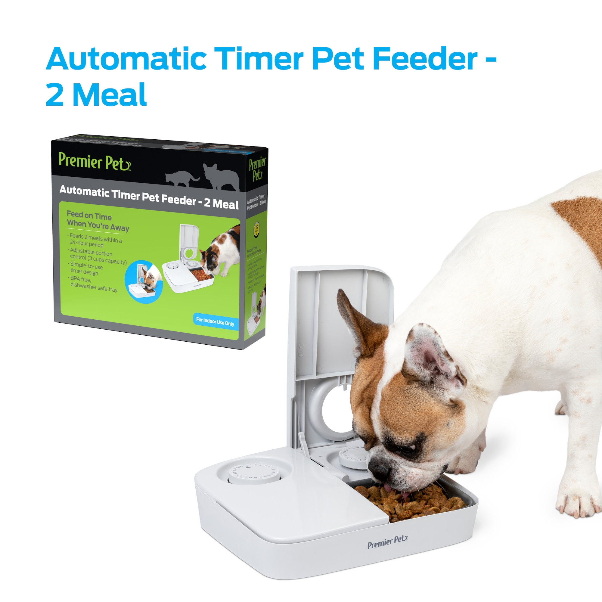 Premier Pet Automatic Timer Pet Feeder Feeder that Dispenses Dog and Cat Dry Food