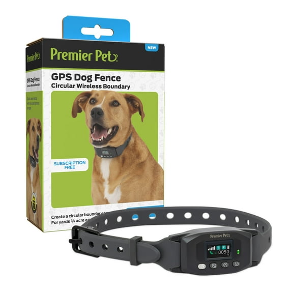 Premier Pet GPS Dog Fence Collar, Circular Wireless Boundary, Rechargeable, No Subscription