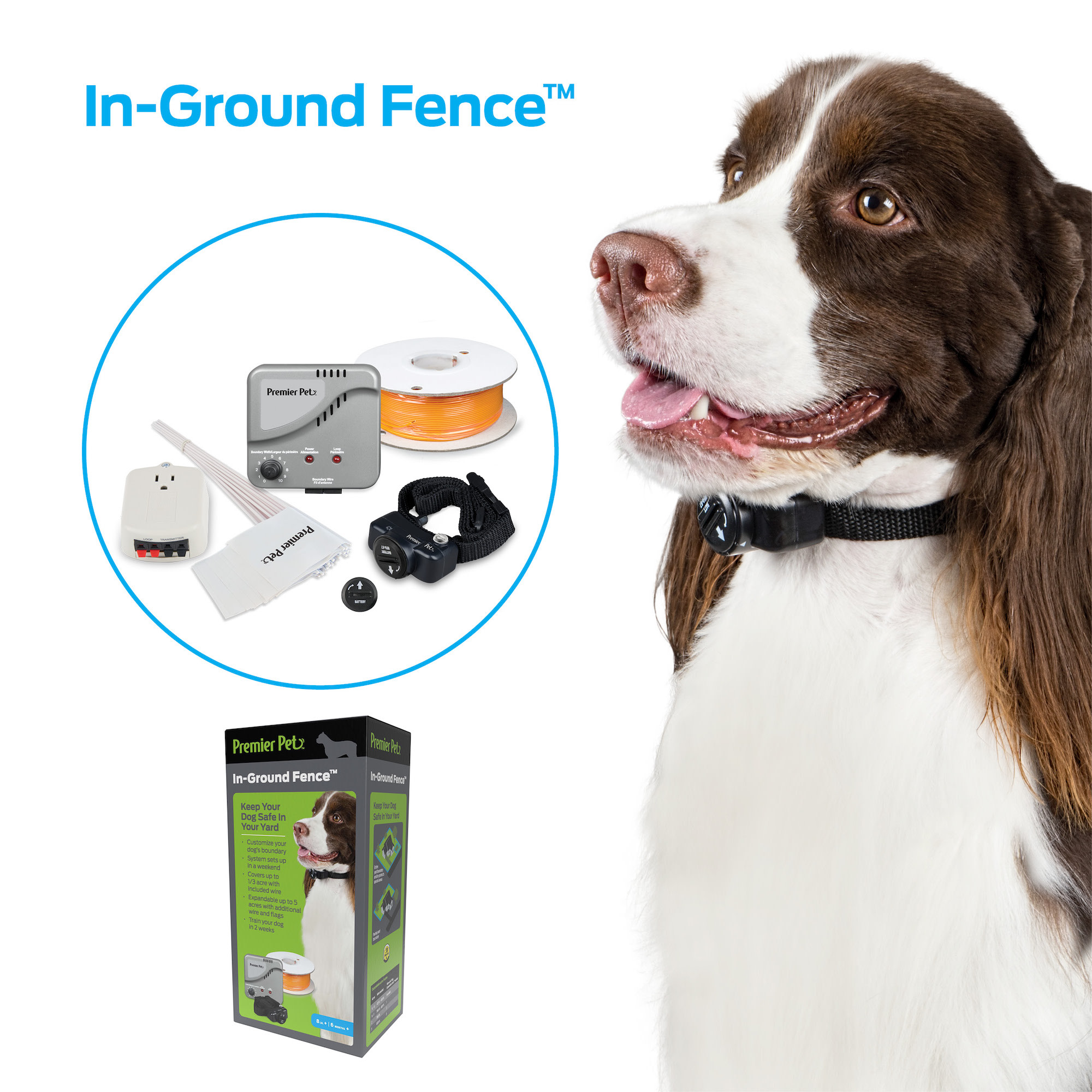 Premier Pet Wireless Fence for Dogs .5 Acre Adjustable Circular