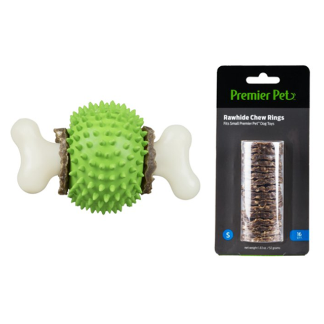 Premier Pet Rawhide Chew Ring Small and Ring Holding Ball Bundle Small