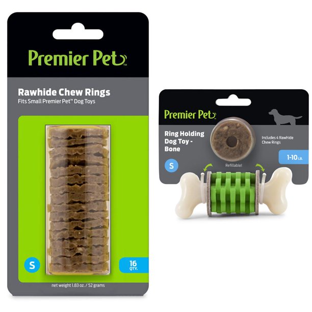 Premier Pet Rawhide Chew Ring Small and Ring Holding Bone Small Bundle