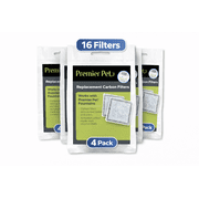 Premier Pet Replacement Carbon Filters for Dog and Cat Fountains, Pack of 16