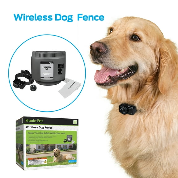 Premier Pet Wireless Fence for Dogs, .5 Acre Adjustable Circular Barrier, Portable, Gray