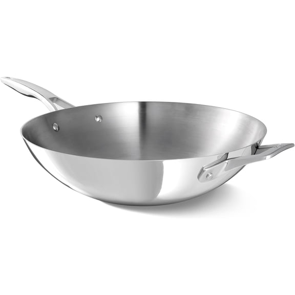 Premier Polished 5-Ply Stainless Steel Cookware w/Turbo Heat Tech 13" Wok, Induction, Oven Safe 500F, Silver