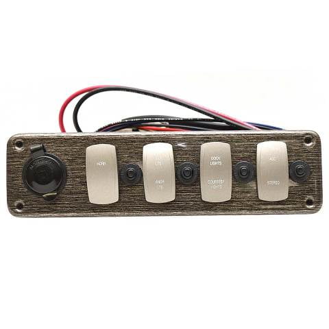 Premier Pontoon Boat Console Switch Panel | 10 1/8 x 2 3/4 Inch 12 Volt