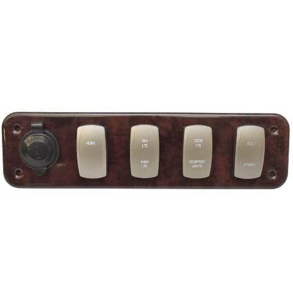 Premier Pontoon Boat Switch Panel 10 1/4 x 2 3/4 Inch Woodgrain