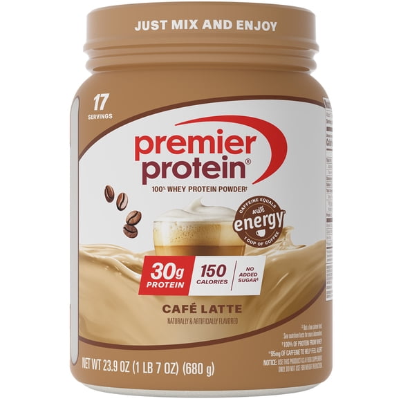 Premier Protein 100% Whey Protein Powder, Caf Latte, 30g Protein, 23.9 oz, 1.5lb