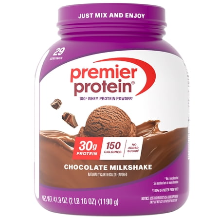 Premier Protein 100% Whey Protein Powder, Chocolate Milkshake, 30g Protein, 29 Servings