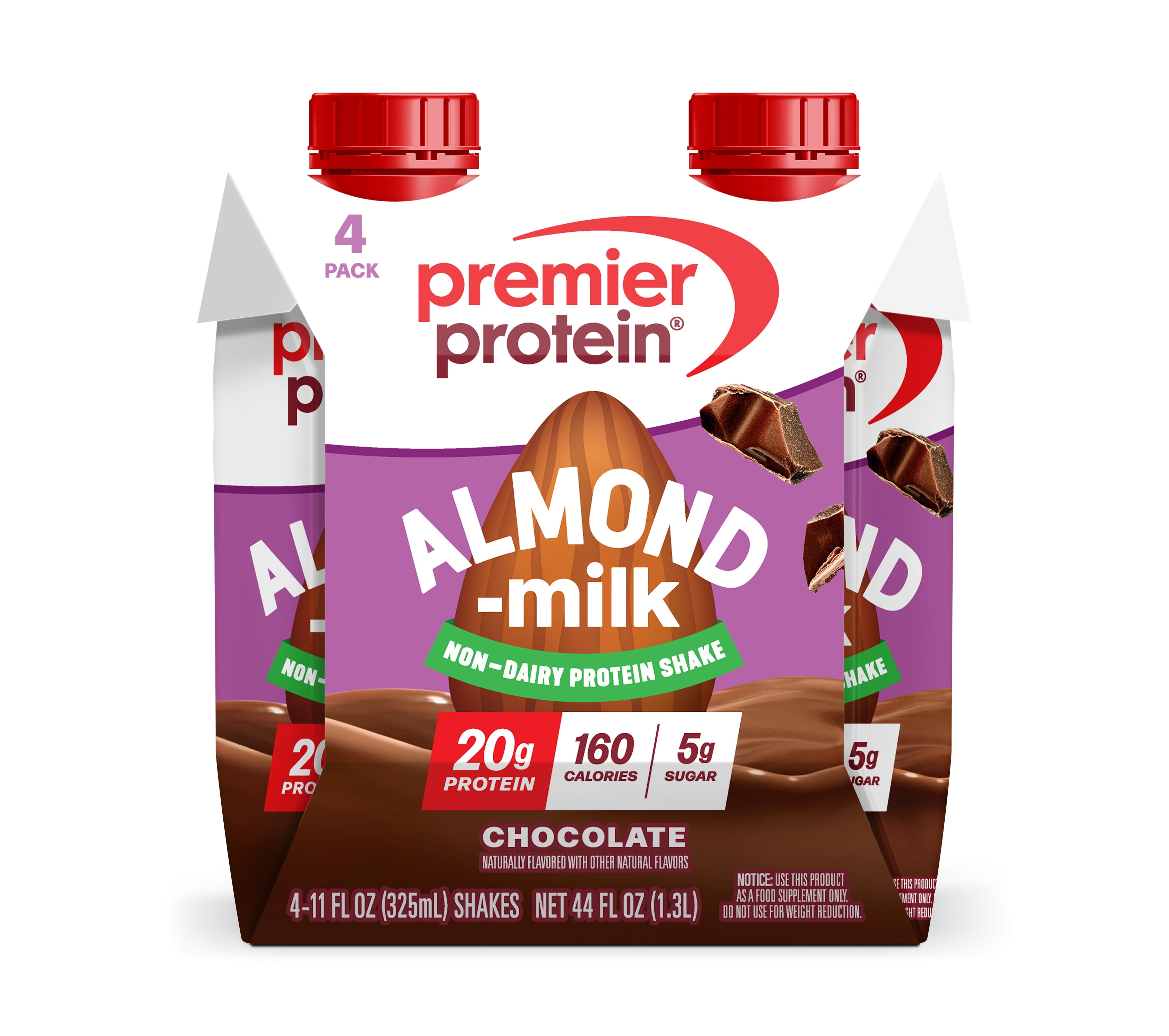 Premier Protein Almond Milk Shake, Chocolate, 20g Protein, 11 Fl Oz, 4 Ct