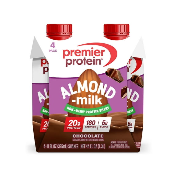 Premier Protein Almond Milk Shake, Chocolate, 20g Protein, 11 Fl Oz, 4 Ct
