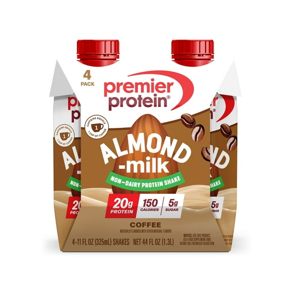 Premier Protein Almond Milk Shake, Coffee, 20g Protein, 11 Fl Oz, 4 Ct
