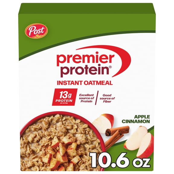 Premier Protein Instant Oatmeal, Apple & Cinnamon Protein Oatmeal, 1.76 oz, 6 count
