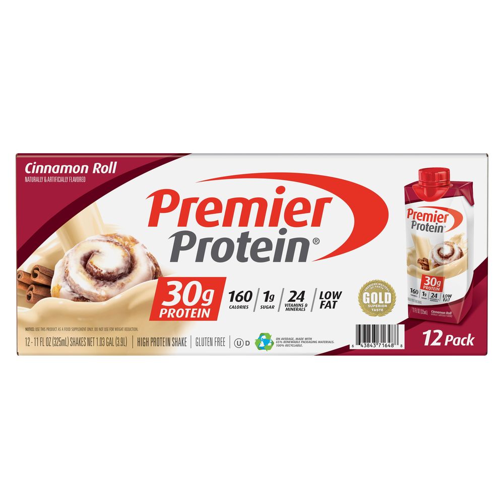 Premier Protein Cinnamon Roll Protein Shake, 11 Fluid Ounce 12 per case