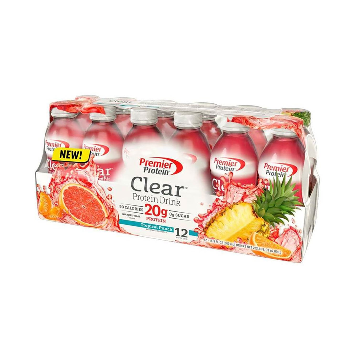 Premier Protein Clear Protein Drink Tropical Punch 16.9 fl oz Bottle  12Count