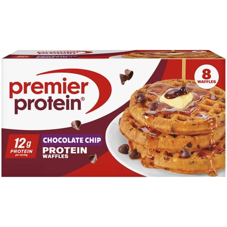 Premier Protein Frozen Chocolate Chip Protein Waffles, 9.87 oz Box, 8 Count