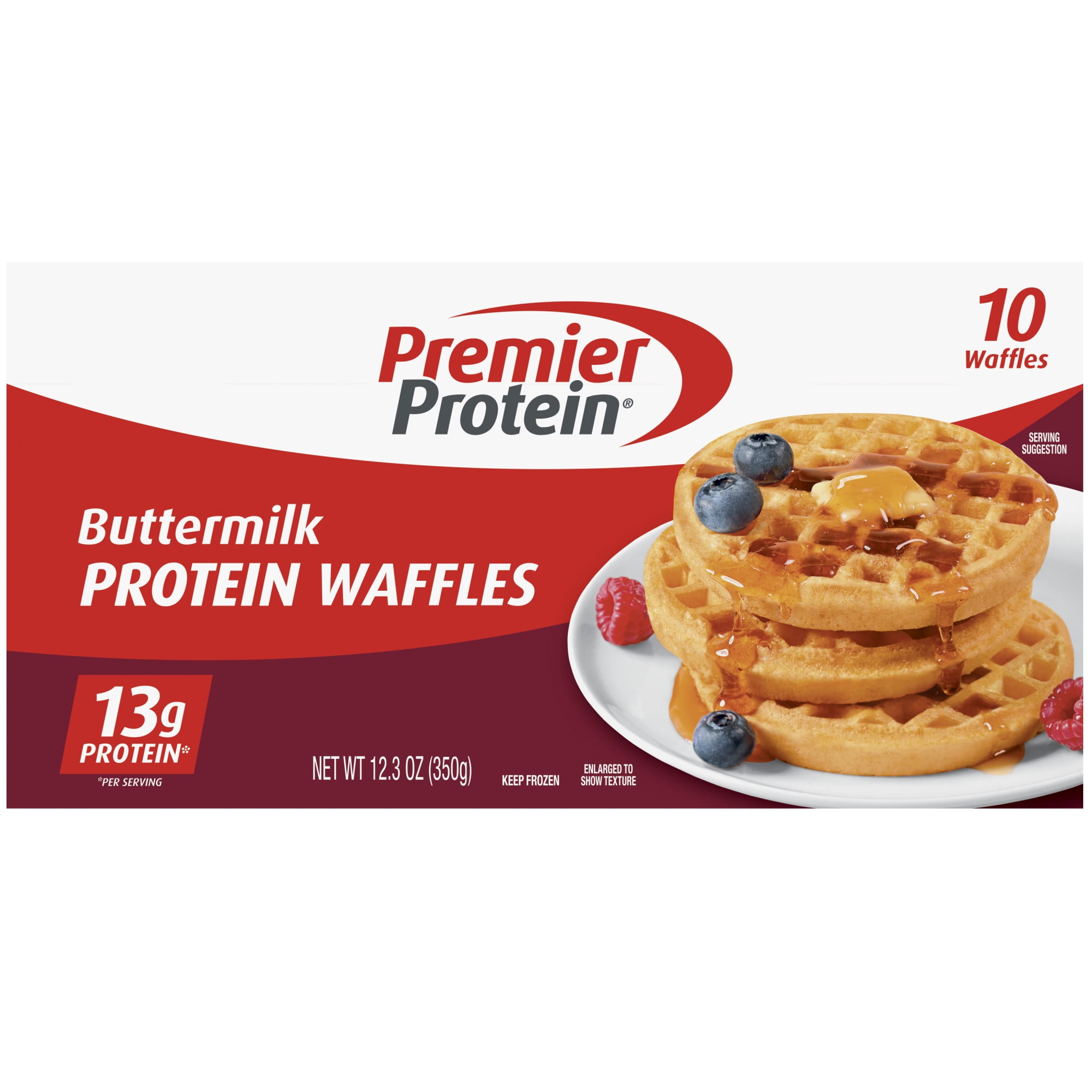 Premier Protein Frozen Protein Waffles, 12.3 oz Box, 10 Count