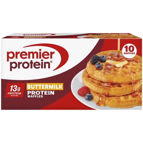 Premier Protein Frozen Protein Waffles, 12.3 oz Box, 10 Count