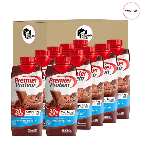 Premier Protein High Protein Shake Chocolate in The Award Box Packaging 11 Fl. Oz Each 10 Bottles