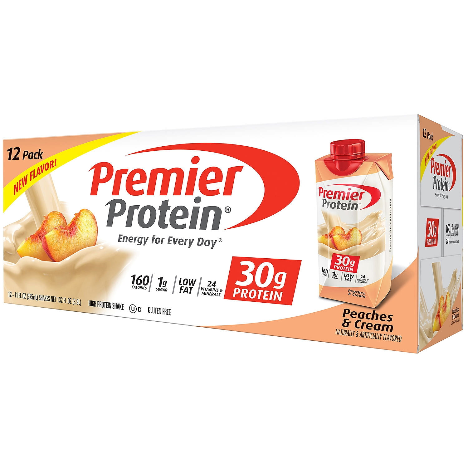 Premier Protein High Protein Shake, Peaches & Cream (11 Fluid Ounce, 12