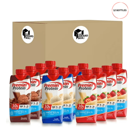 Premier Protein High Protein Shakes. 11 Oz. Variety pack, 4 of Each Flavor 12 Pack in The Award Box