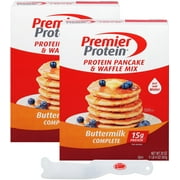 Premier Protein Pancake & Waffle Mix, Buttermilk Complete, 20 oz (Pack of 2) with By The Cup Spatula Knife