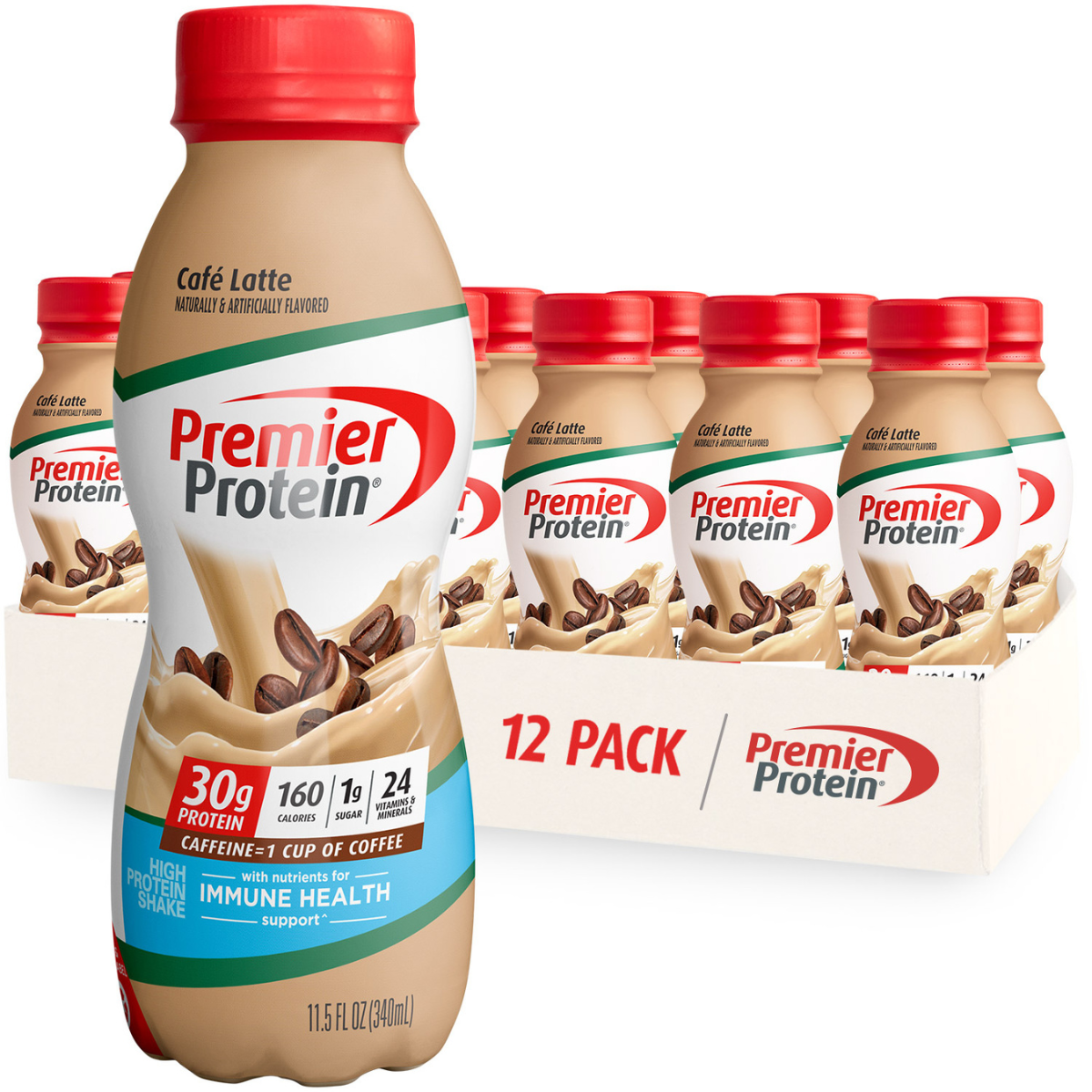 Premier Protein Shake, Café Latte, 30g Protein, 11.5 fl oz, 12 Ct - image 1 of 7