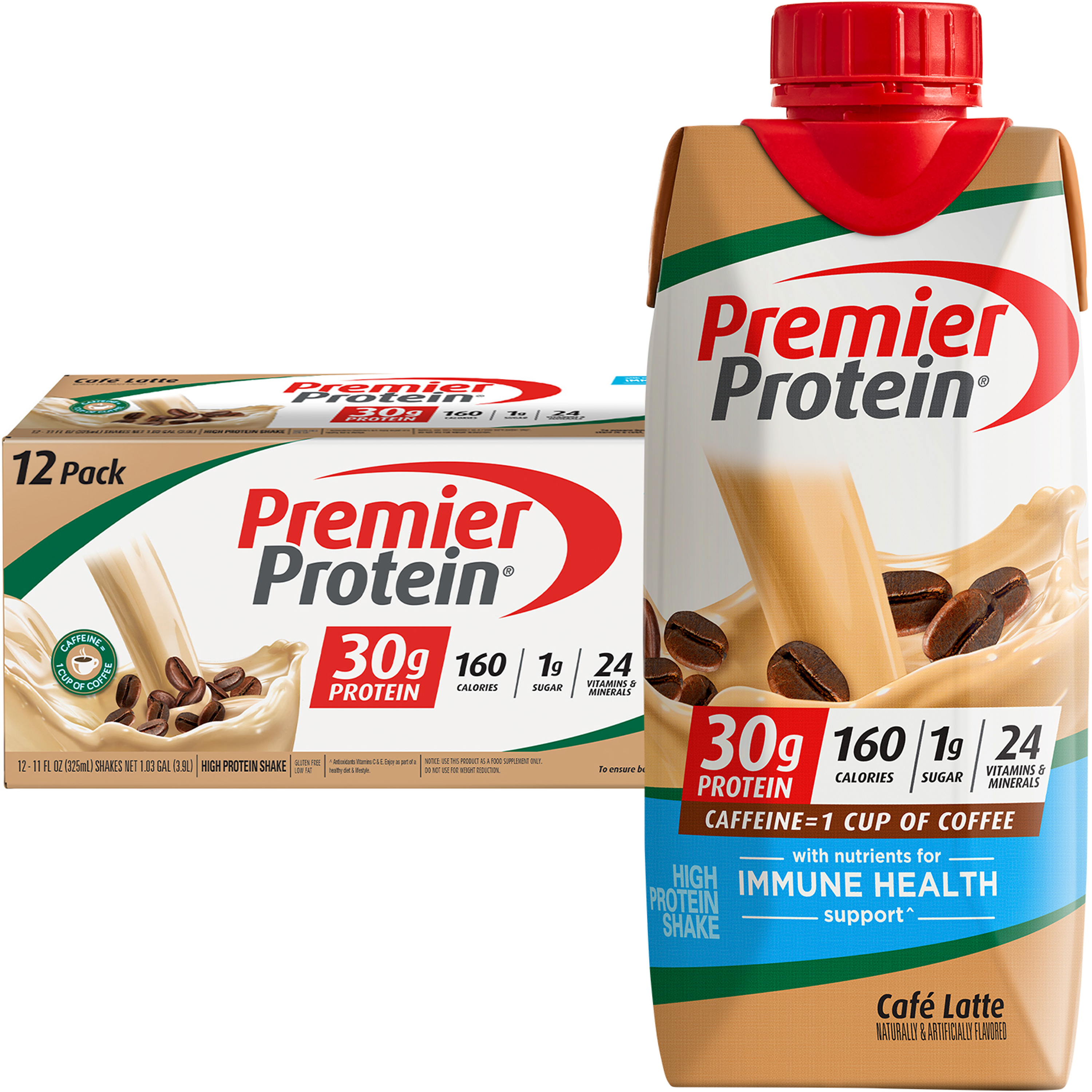 Premier Protein Shake, Café Latte, 30g Protein, 11 fl oz, 12 Ct - image 1 of 8