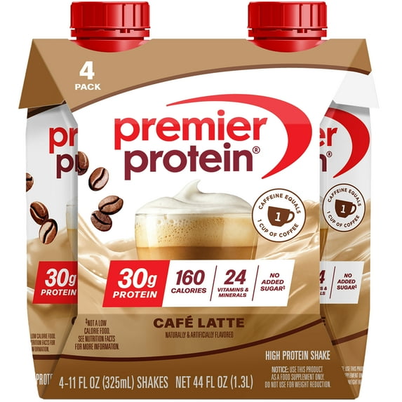Premier Protein Shake, Café Latte, 30g Protein, 11 fl oz, 4 Ct