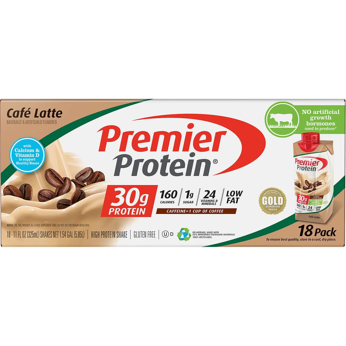 Premier Protein Shake, Cafe Latte, 11 fl oz, 18 ct