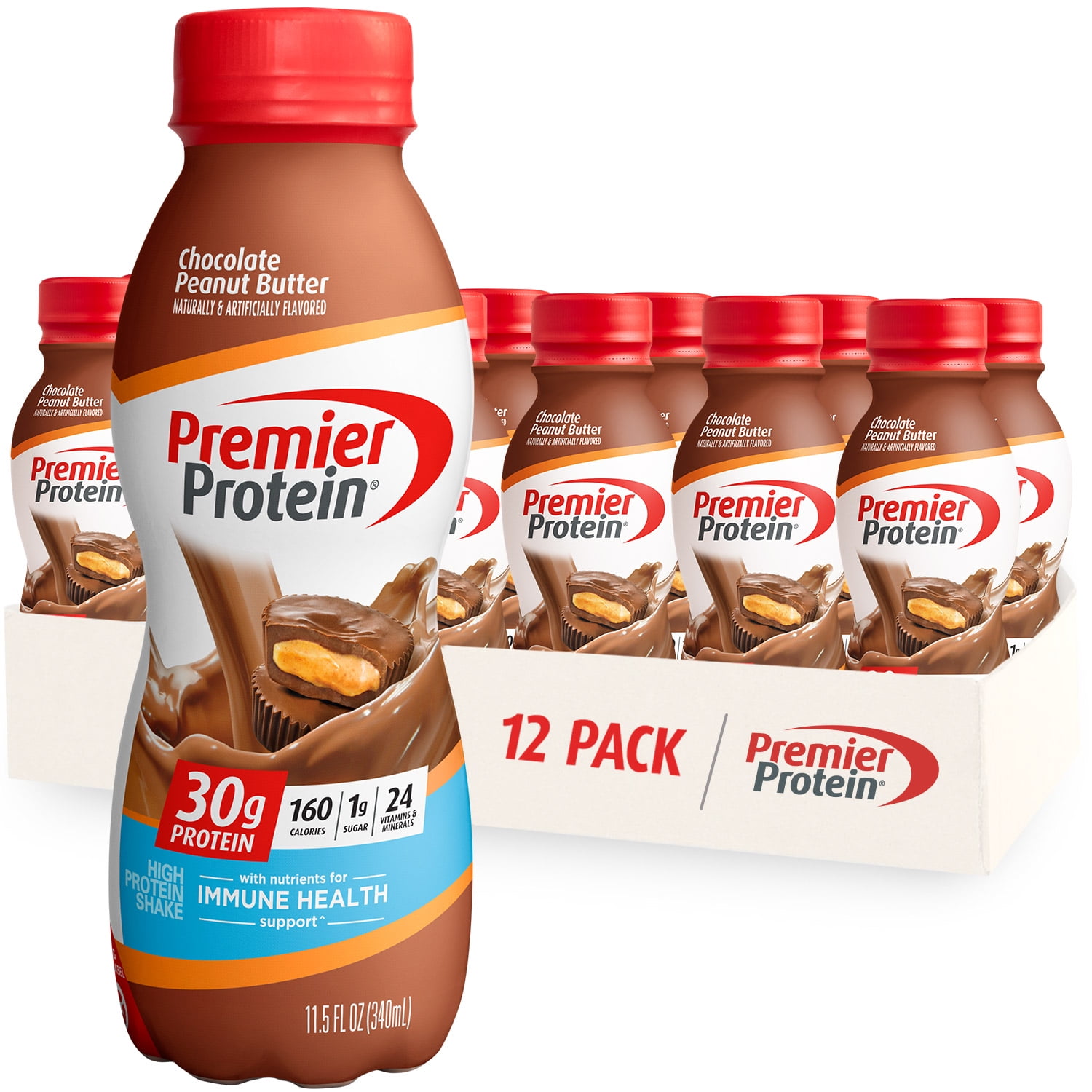 Premier Protein Shake, Chocolate Peanut Butter, 30g Protein, 11.5 fl oz, 12 Ct