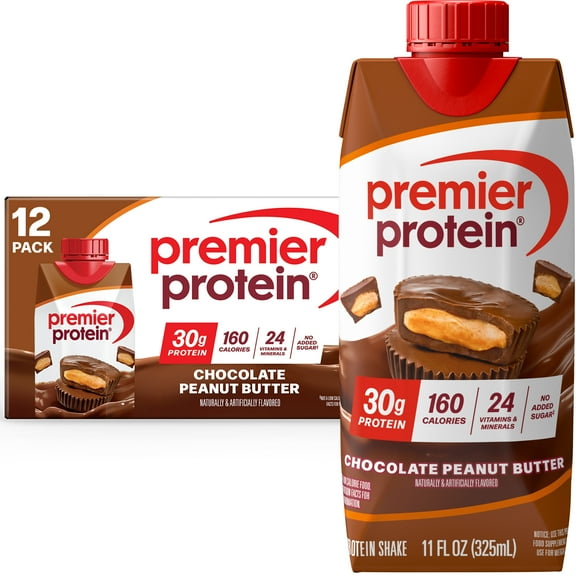 Premier Protein Shake, Chocolate Peanut Butter, 30g Protein, 11 fl oz, 12 Ct