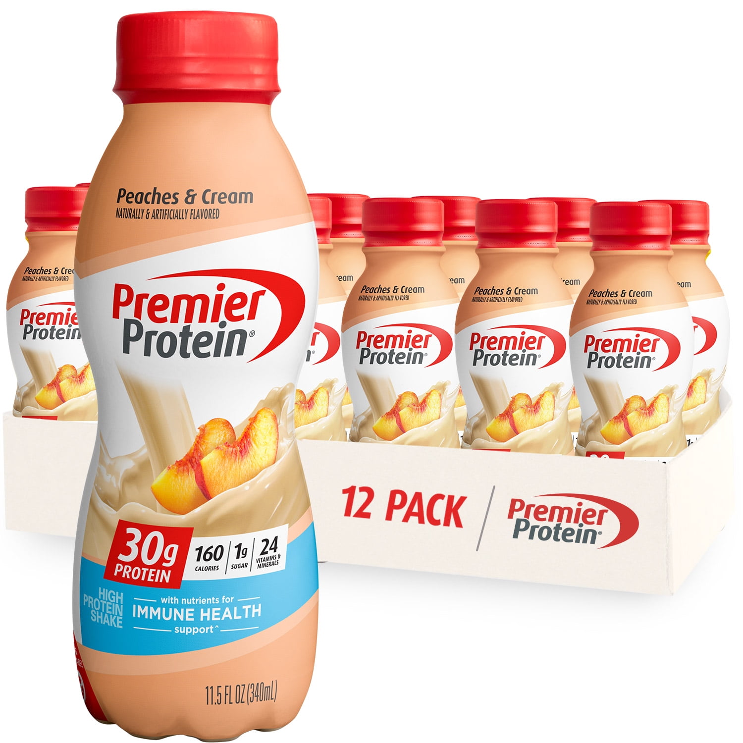 Premier Protein Shake, Peaches & Cream, 30g Protein, 11.5 fl oz, 12 ct