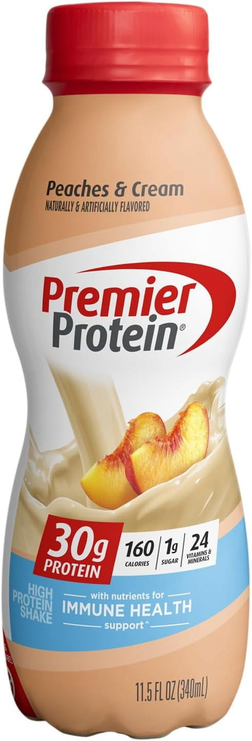 Premier Protein Shake, Peaches & Cream, 30g Protein, 1g Sugar, 24 Vitamins & Minerals, Nutrients to Support Immune Health 11.5 fl oz
